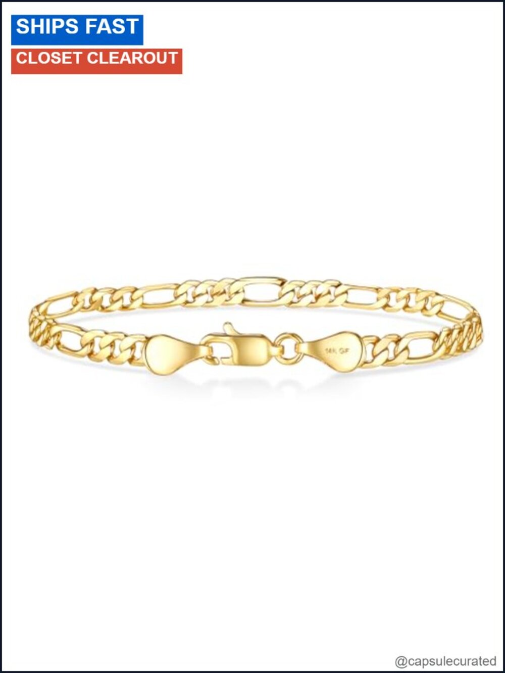 5mm 14K Gold Figaro Bracelet